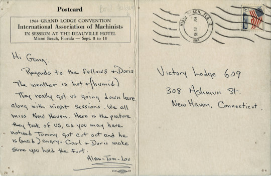 Postcard from a convention in Atlantic City, back