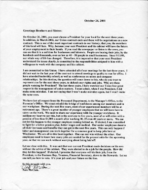 Greetings Brothers and Sisters, letter from Nate McClam